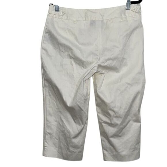 Worthington Womens Petite Modern Fit White Capri Pants 4P Cotton Blend - Picture 4 of 8